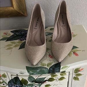 Anne Klein Sparkle Pointed-Toe Pumps in Champagne